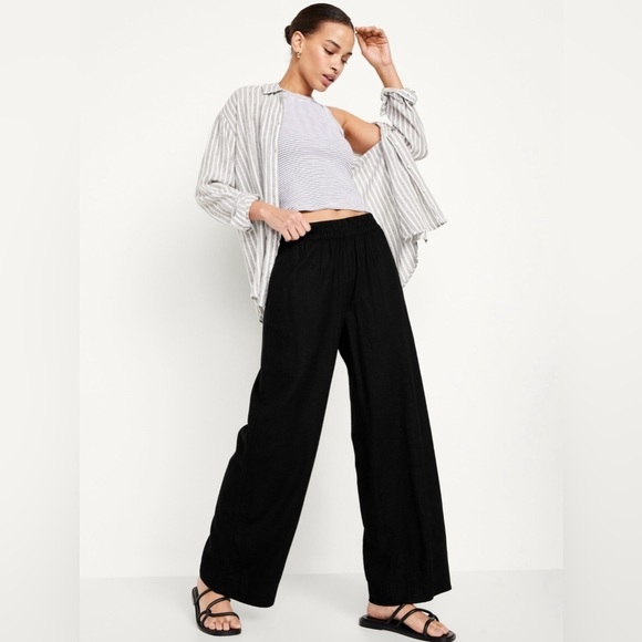 NWT! High-Waisted Linen-Blend Wide-Leg Pants - Multiple Sizes💛 - Picture 3 of 8